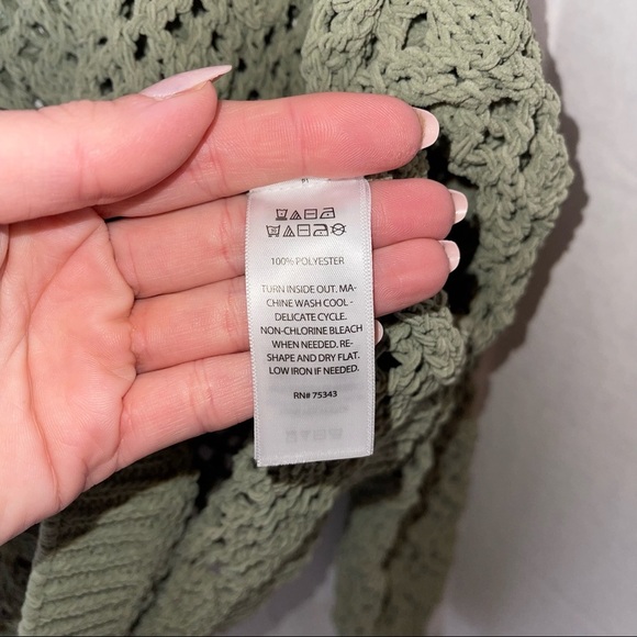 ARTELIER BY NICOLE MILLER Moss Green Open Knit Sweater M NWOT - Picture 5 of 5